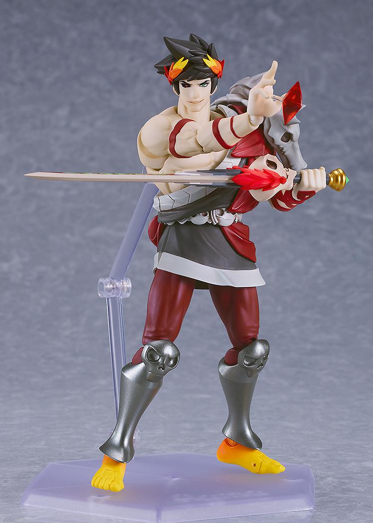 Zagreus figma figure posed wielding the Stygian Blade (Stygius) in a battle stance, showcasing the figure's articulation.