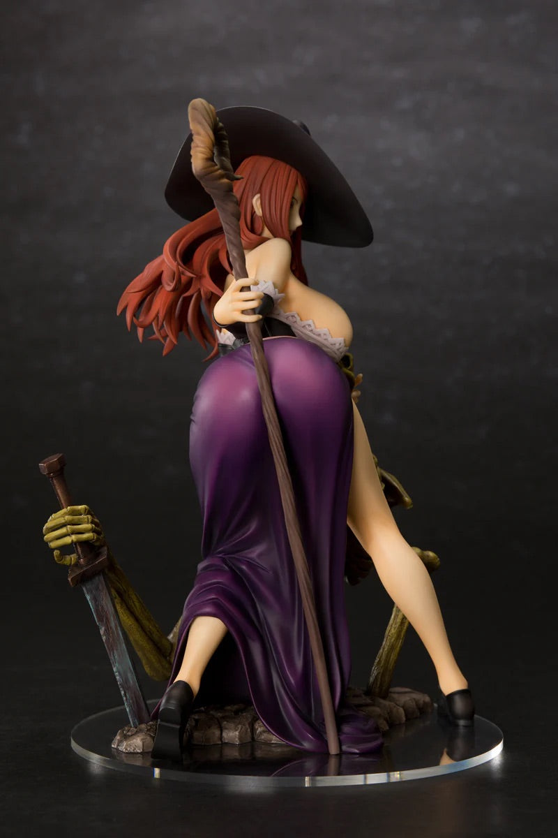 A three-quarter rear view of the Sorceress figure, showing the curvature of her back, the staff, and the base detail.