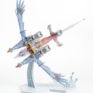 The AAA Wunder model kit displayed in an aggressive advancing flight pose breaking through the L-Barrier.
