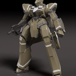 Studio shot of the assembled KG-7 Areion Kataphrakt model kit against a dark gradient background.