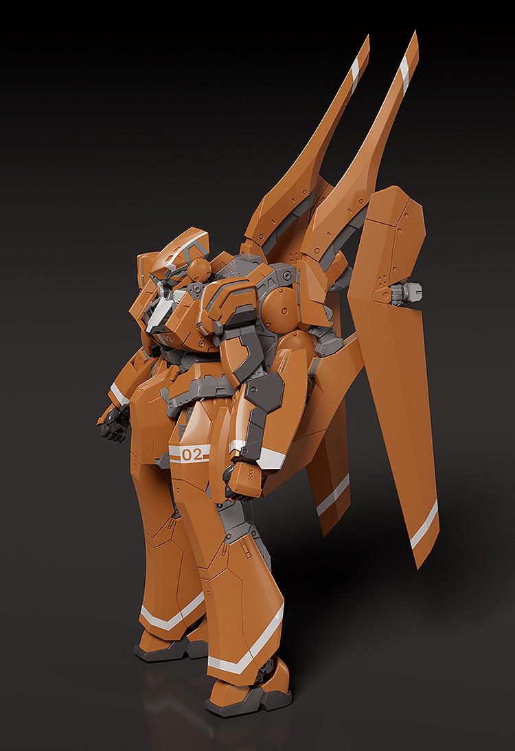 Rear-angled view of the KG-6 Sleipnir highlighting the large vertical wing-like leg stabilizers.