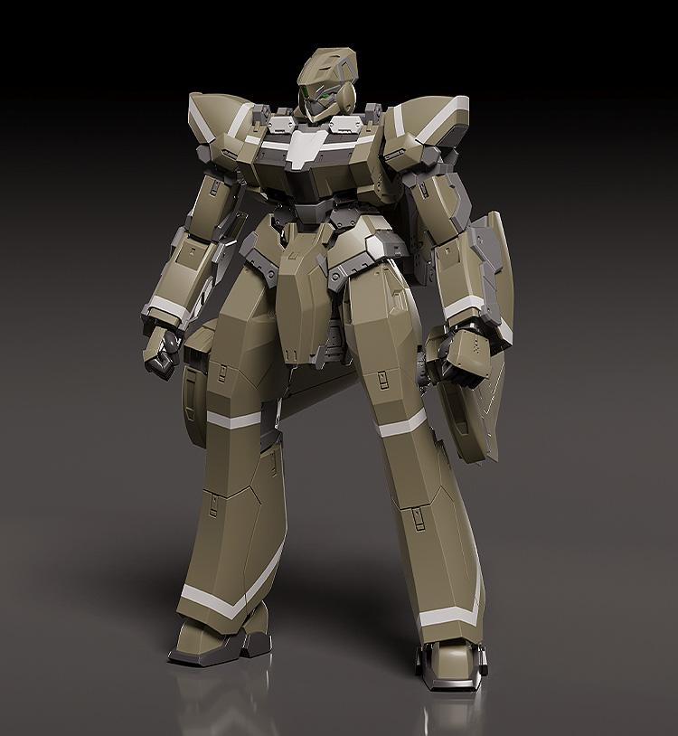 Straight frontal studio shot of the assembled 150mm KG-7 Areion Kataphrakt model.