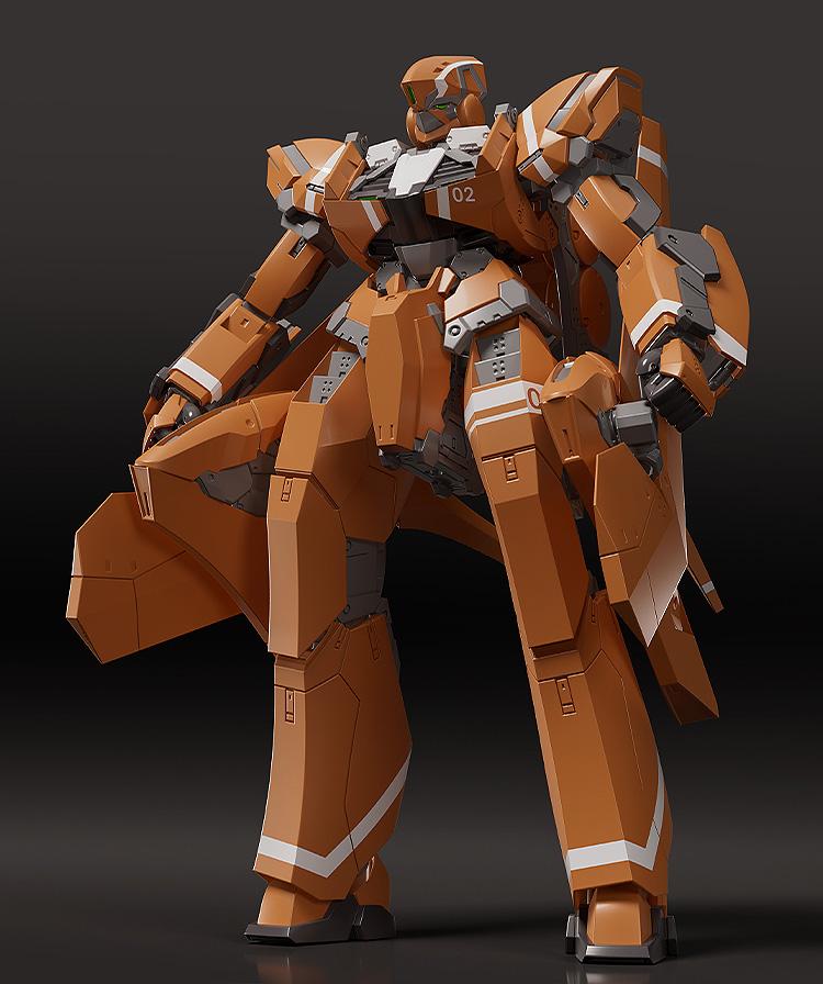 Studio shot of the assembled KG-6 Sleipnir model kit against a dark background, highlighting mechanical details.