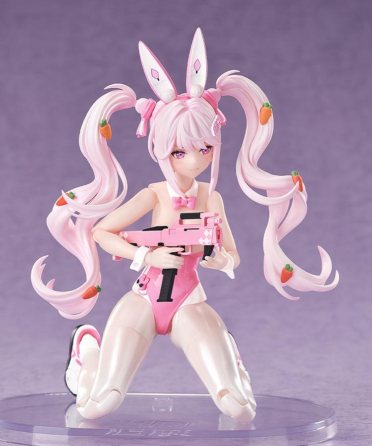Kneeling Alice action figure featuring the angry face plate and holding her pink submachine gun.