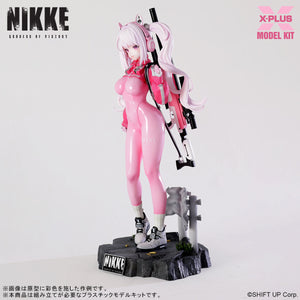 Side profile of the Nikke Alice model kit highlighting the high-detail sniper rifle mounted on her back.