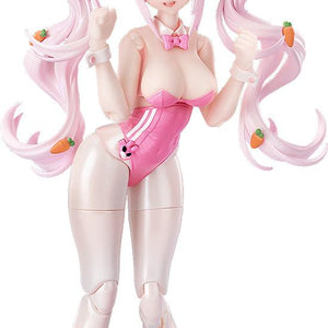 Full-length front view of the Alice: Wonderland Bunny Hyper Body action figure in her pink bunny suit.