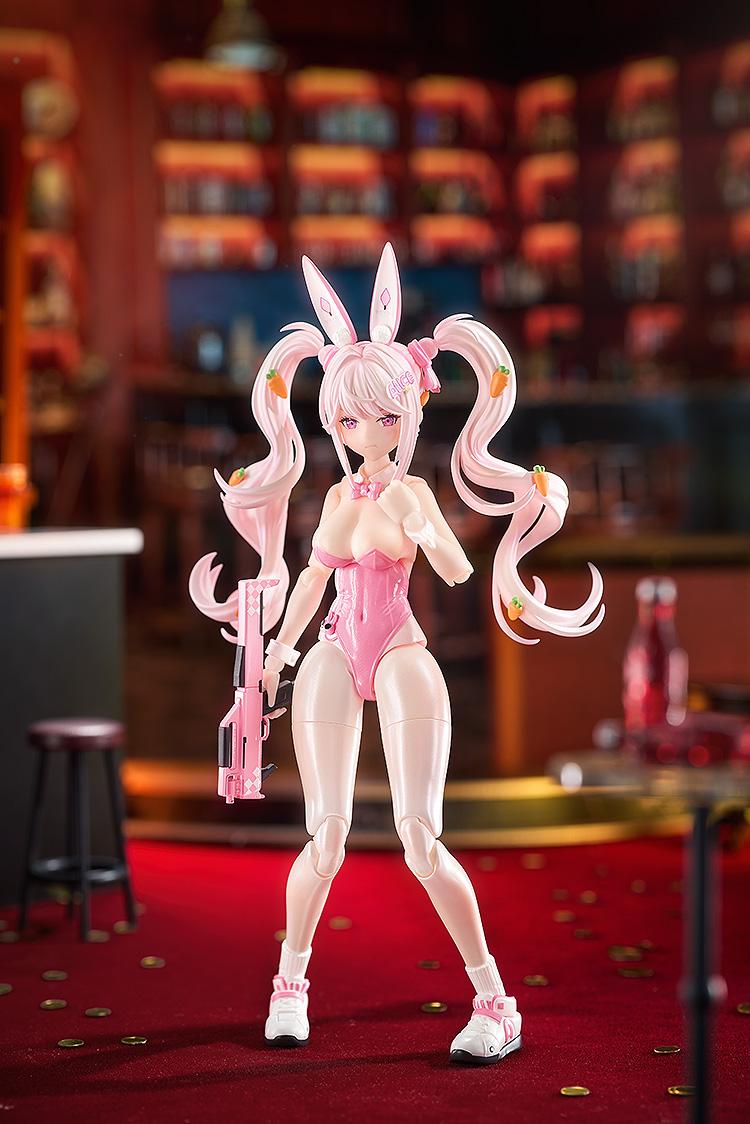 Articulated Alice bunny figure holding her signature pink submachine gun accessory in a combat-ready pose.