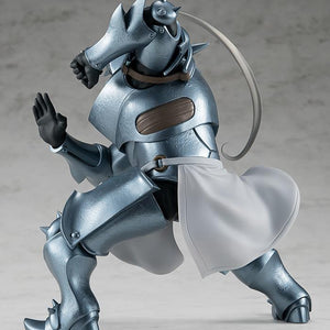 Side profile view of the Alphonse Elric figure highlighting the layered armor plating and the depth of the martial arts pose.