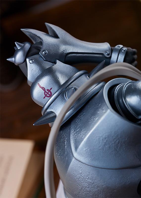 Top-down view of Alphonse Elric's shoulder plate featuring the iconic red Flamel cross symbol from Fullmetal Alchemist.
