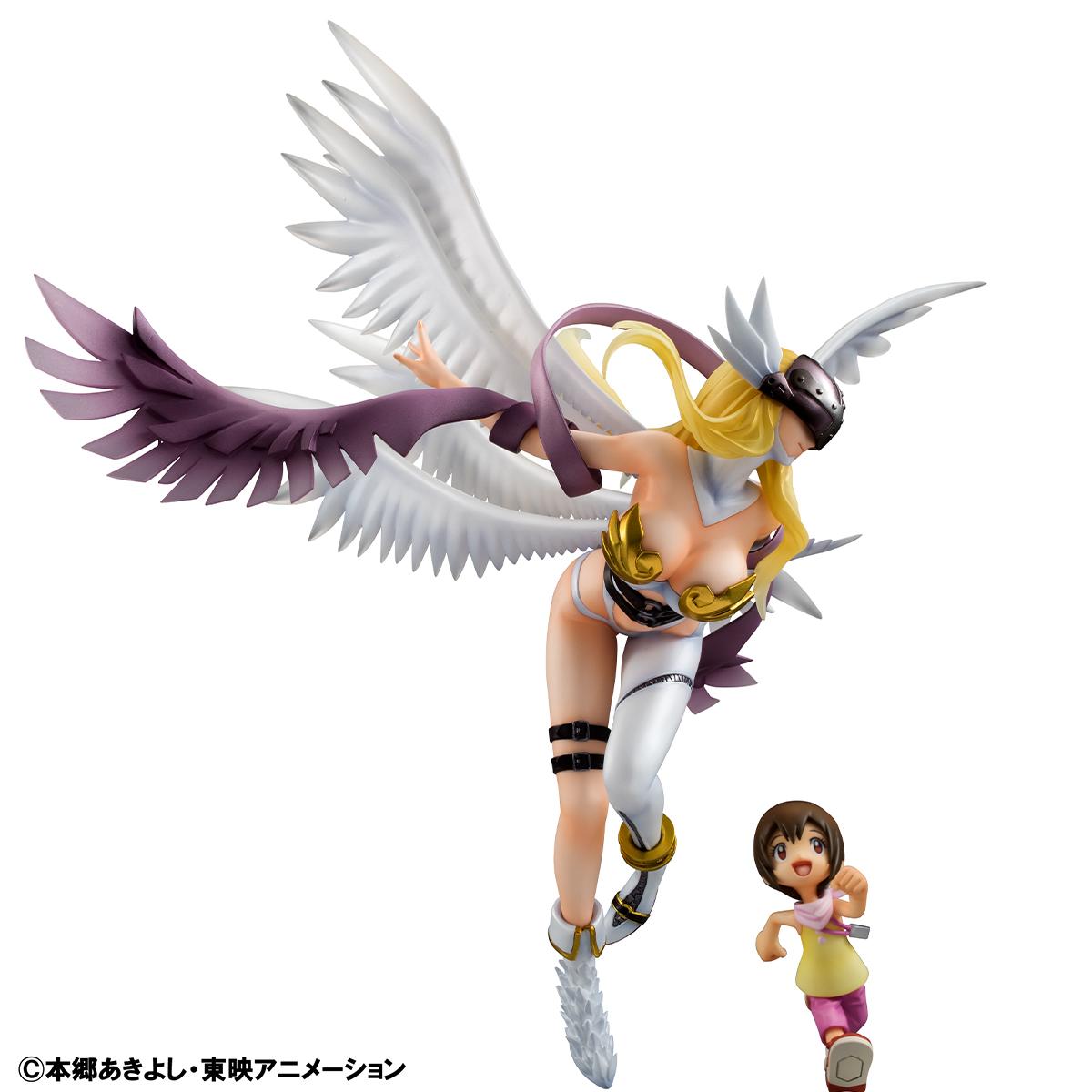 Side profile shot emphasizing the dramatic composition of Kari chasing Angewomon as the Digimon watches over her.