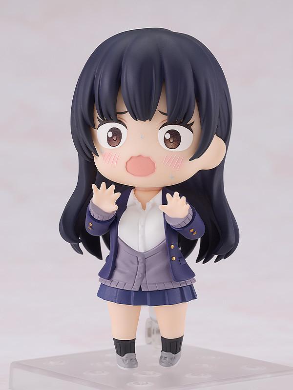 Anna Yamada Nendoroid with a comical panicked face plate and raised hands, capturing a classic humorous moment from the anime.