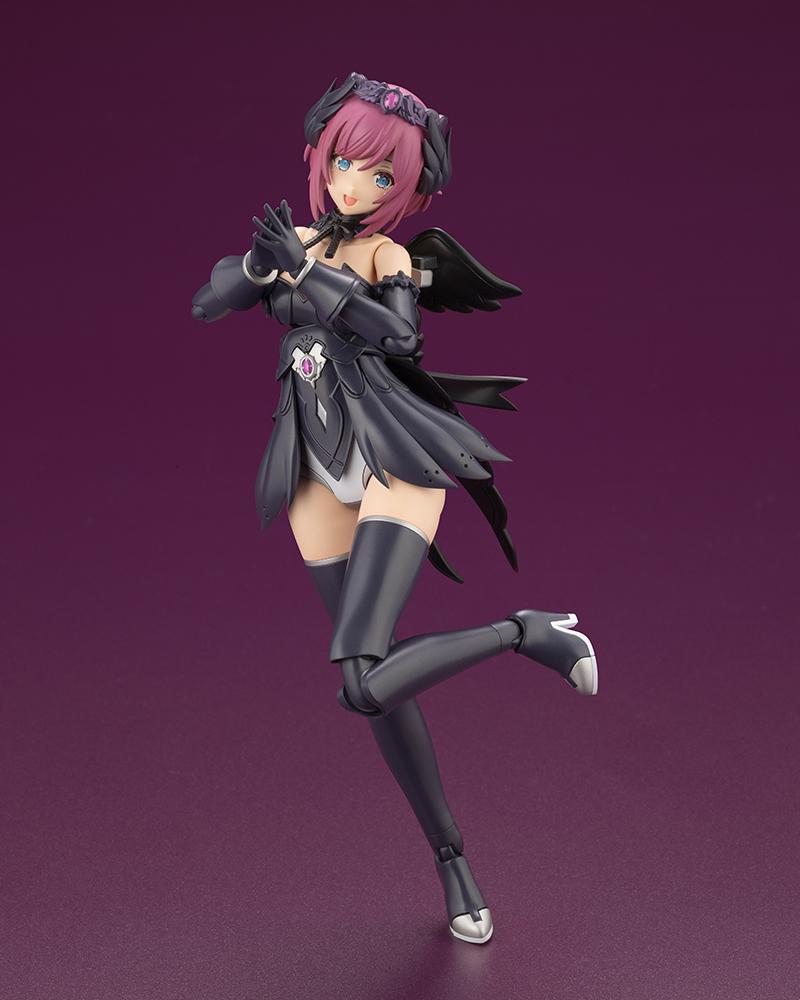 Lumitea ReACT-A assembled with bonus deep pink hair parts posing happily with hands clasped in front.