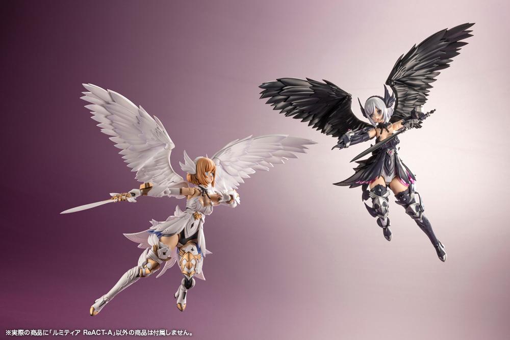 Mid-air confrontation between the black-winged Lumitea ReACT-A and the white-winged original Lumitea model kit.