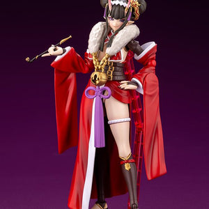 Front view of Arcanadea Ornela plastic model kit in Normal Mode standing on a clear red display base