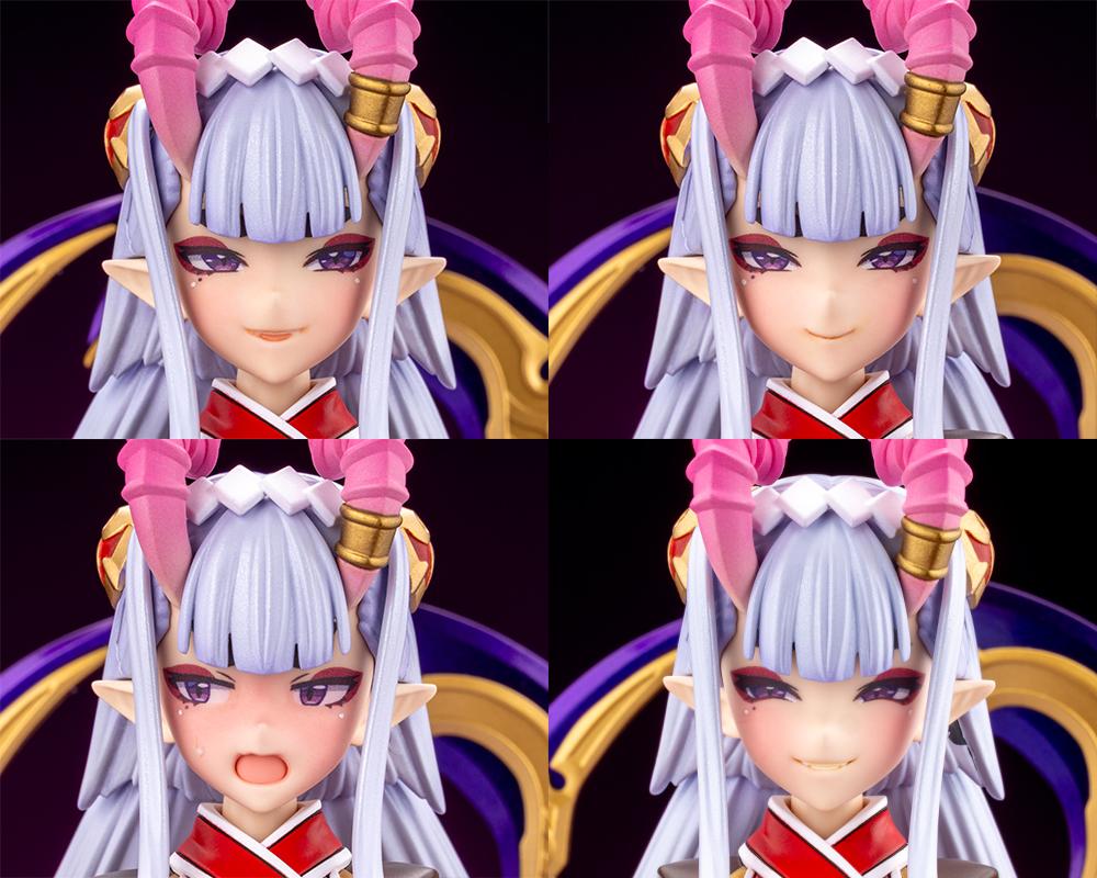 Four-panel composite shot showing all pre-printed face expressions included in the Ornela model kit