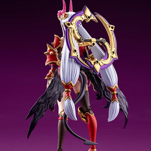 Back view of Ornela in Wilize Mode displaying silver twin-tails, mounted ring weapon, wings, and tail