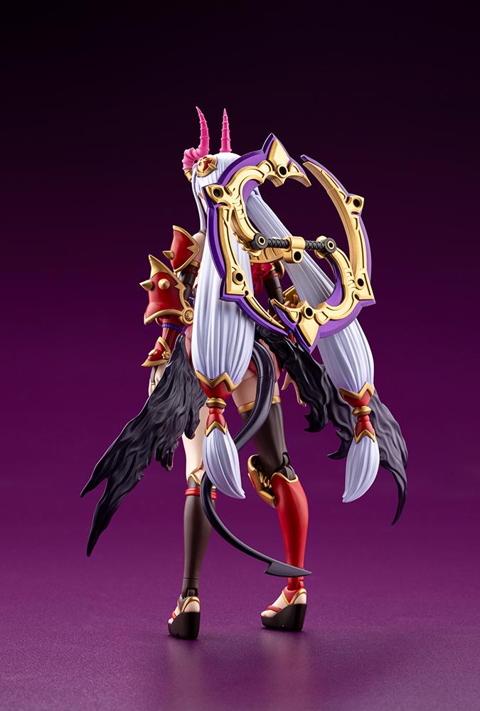 Back view of Ornela in Wilize Mode displaying silver twin-tails, mounted ring weapon, wings, and tail