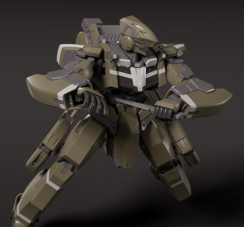Action shot of the KG-7 Areion holding the tactical knife accessory, highlighting the cockpit and torso details.