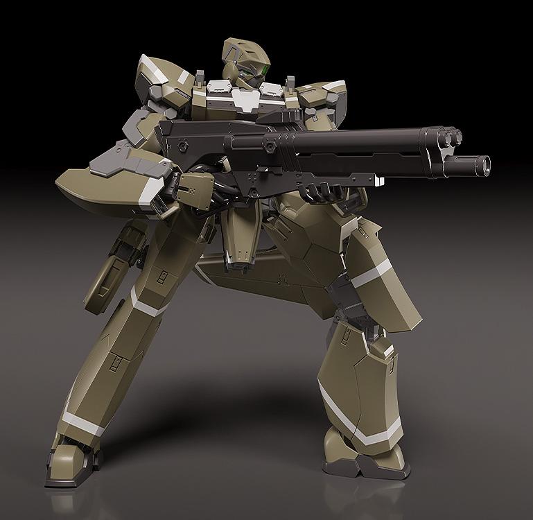 The KG-7 Areion model kit in a wide-legged firing pose equipped with the 203mm grenade rifle.