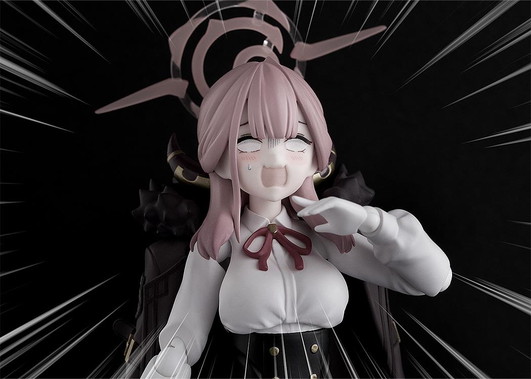 Close-up of the Aru Rikuhachima figma panicked face plate featuring dramatic action lines.