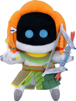 Front view of the 10cm ASTROBOT Horizon Aloy Bot articulated plushie featuring its signature bow and arrow on a white background.