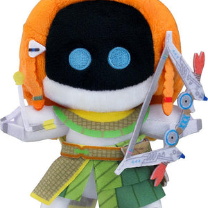 Front view of the 10cm ASTROBOT Horizon Aloy Bot articulated plushie featuring its signature bow and arrow on a white background.