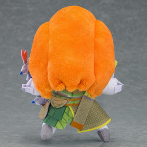 Rear view of the Aloy Bot plushie from ASTROBOT highlighting the soft polyester material and detailed orange hair sculpt.