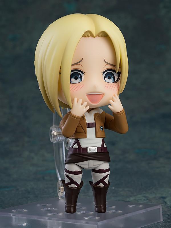 Annie Leonhart Nendoroid figure displaying alternate crazed faceplate expression holding ring finger.