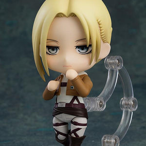 Annie Leonhart Nendoroid figure performing Military Police Regiment hand on heart salute.