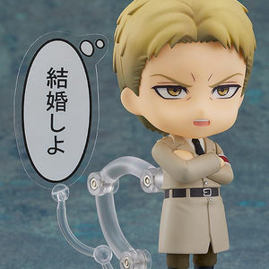 Reiner Braun Nendoroid figure in Marley coat with arms crossed on clear display stand.