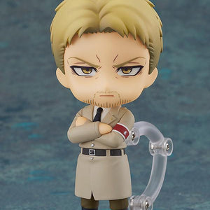 Attack on Titan Reiner Braun Nendoroid figure standing with arms crossed in Marley uniform.