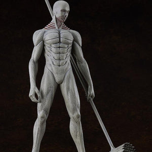 Studio shot of the War Hammer Titan figure, showing the full front pose, the skeletal/muscular body, and the detail of the large hammer weapon.