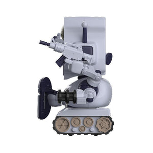 Direct back view of the plastic model kit showing the battery pack and mechanical detail on the rear of the tank treads.