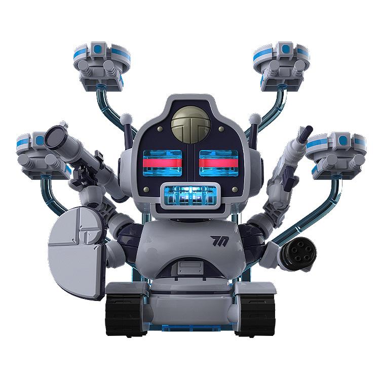 High-detail studio shot of the 3.5-inch Avant-Garde-kun plastic model kit with its signature tank-tread base.