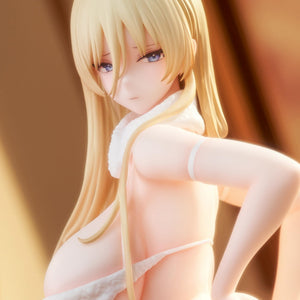 Close-up high-angle shot of the Bismarck Unpacked Surprise figure's face and detailed blonde hair.