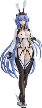 White background portrait of the 1/20 scale Azur Lane New Jersey Hyper Body action figure in her white and black April Fools bunny-style outfit with long blue hair.