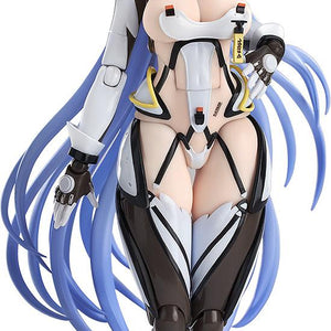 White background portrait of the 1/20 scale Azur Lane New Jersey Hyper Body action figure in her white and black April Fools bunny-style outfit with long blue hair.
