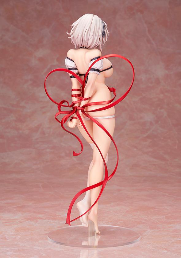 Rear view of the Sirius 1/6 scale statue showing the intricate knotting of the red ribbon and short white hair.