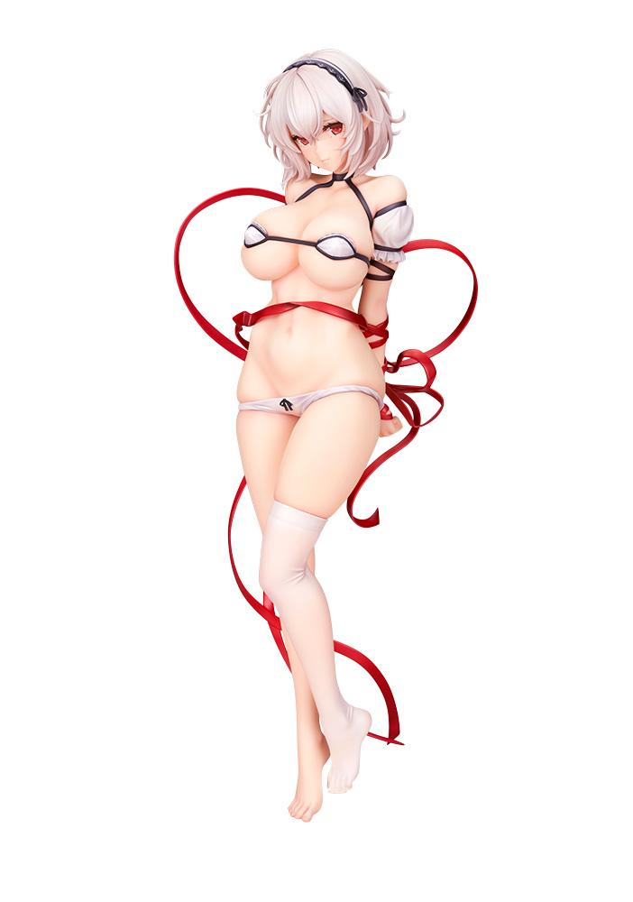 Full front view of the Alter Sirius 1/6 scale figure in Pose A, featuring a white bikini and red ribbon on a white background.