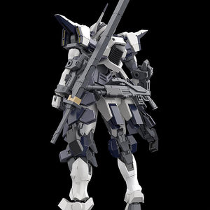 Rear view of the Azure Raven Arm Slave showing mechanical details, thrusters, and weapon storage.
