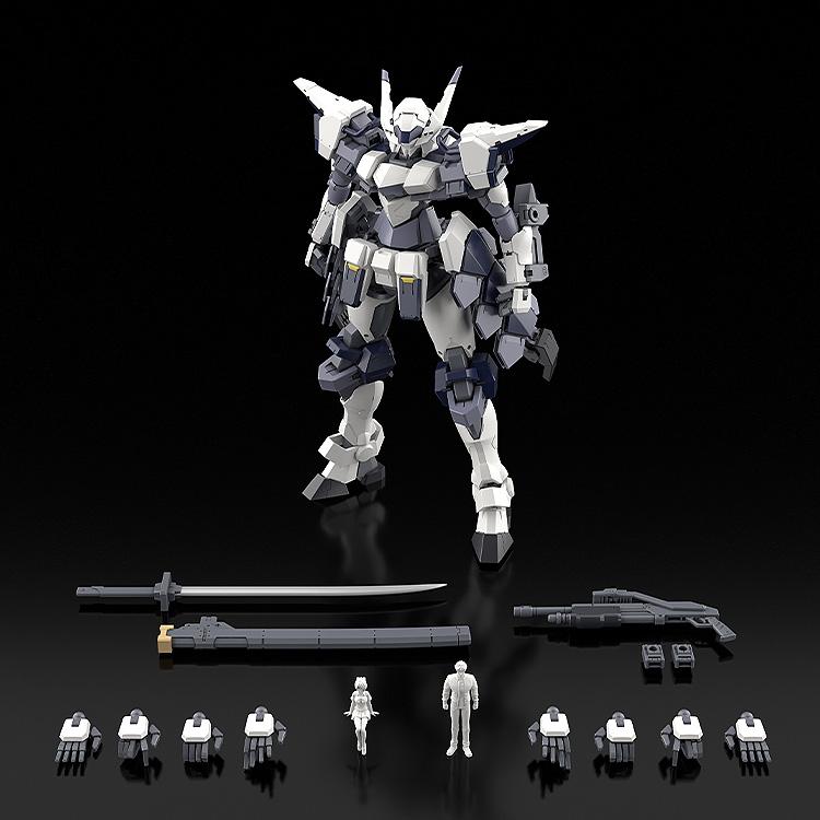 Full set of Azure Raven model kit contents including weapons, mini-figures, and interchangeable hands.