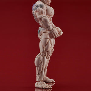 Side view highlighting the articulation points and muscle sculpt of the Hanayama figure.