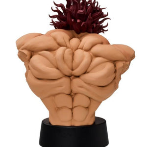 Rear view of Yujiro Hanma bust figure showcasing the detailed demon back muscle sculpting and red spiky hair
