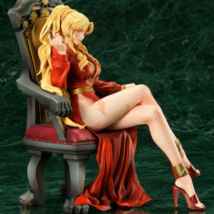 Side profile view of the Balalaika scale figure showcasing the flowing red dress and throne armrest.
