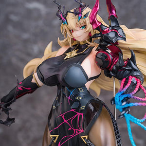 Extreme close-up of Barghest's face, capturing her elegant yet bloodthirsty smile.