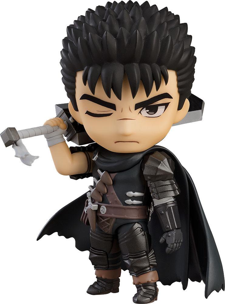 Male anime character Nendoroid figure with light green hair, eyepatch, and pistol posed in a mossy stone diorama
