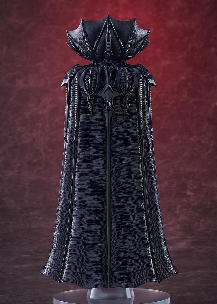 Rear studio view of the Berserk Void figure detailing the bat-wing style collar structure and ribbed black cape.