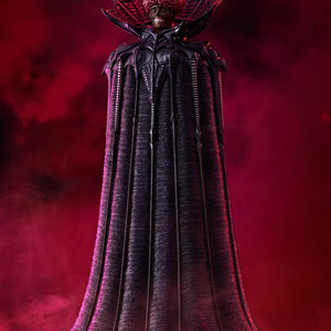 Three-quarter view of the Pop Up Parade SP Void figure from Berserk illuminated against a red mist and eclipse background.