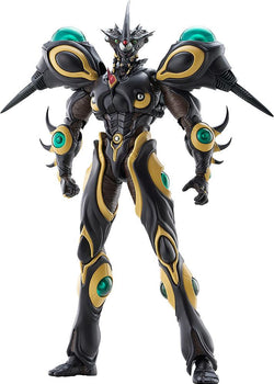 Front full-body view of the figma Gigantic Dark action figure featuring black and gold bio-armor with green translucent orbs.