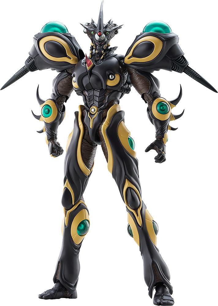 Front full-body view of the figma Gigantic Dark action figure featuring black and gold bio-armor with green translucent orbs.